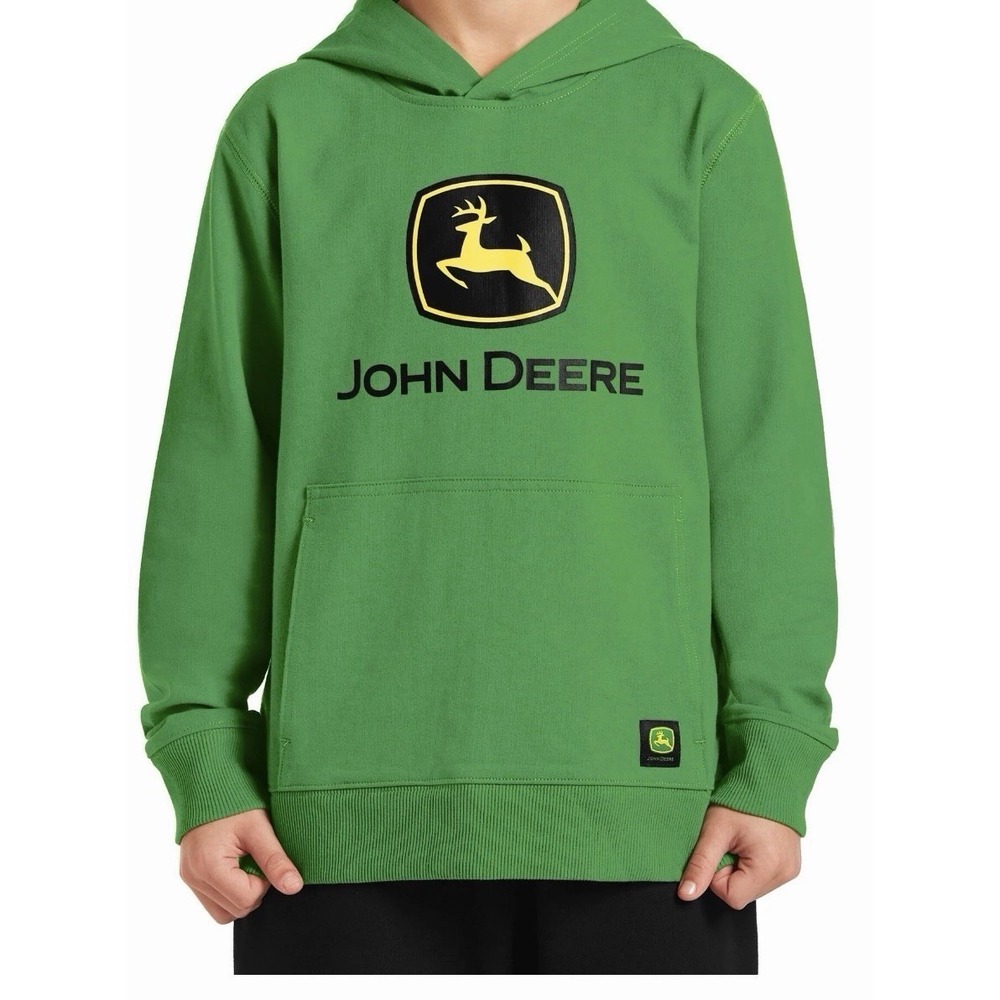 John Deere Tractor Pullover Hoodie Sweatshirt Trademark Logo Green Small